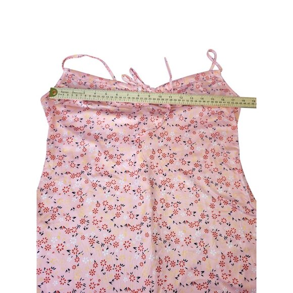Vintage Pink Floral Spaghetti Strap Dress With Ruffle Hem XL - Picture 6 of 8
